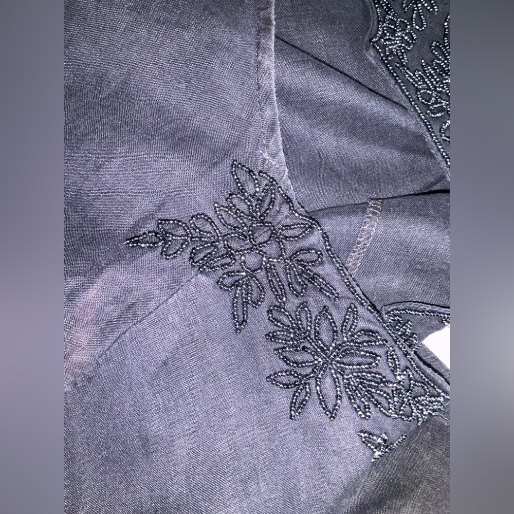 Lands’End Linen Beaded Tunic, navy blue - Picture 7 of 16
